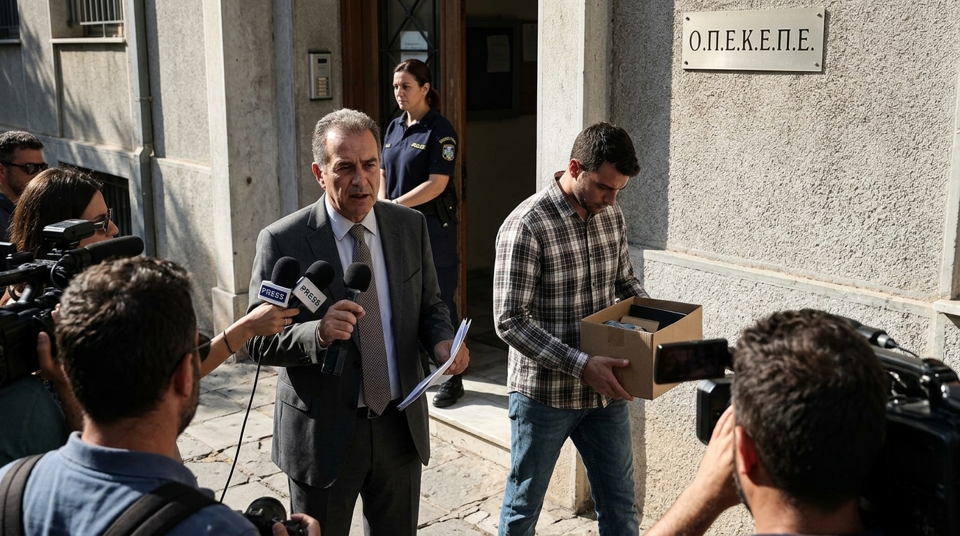 Δικαστικό μέγαρο και έγγραφα για το σκάνδαλο ΟΠΕΚΕΠΕ στην Κρήτη.