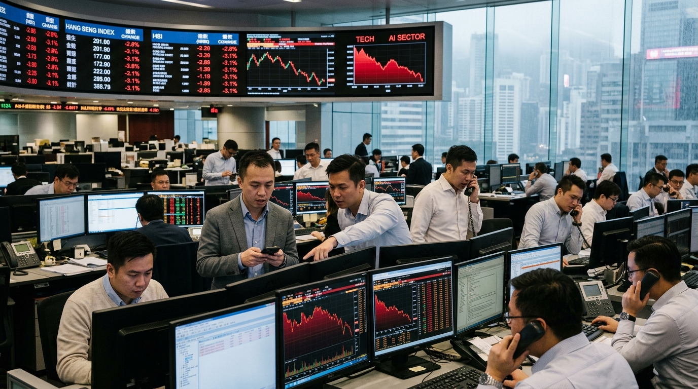 Stock market chart showing AI market correction in Asian markets