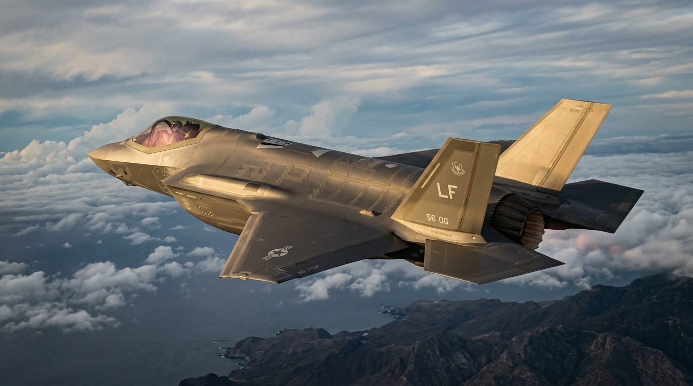F-35 fighter jet in flight, representing the embargo on Turkey.