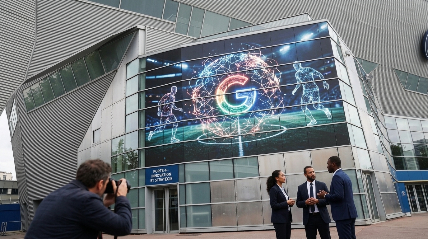Paris Saint-Germain logo alongside Google Gemini representing AI partnership.