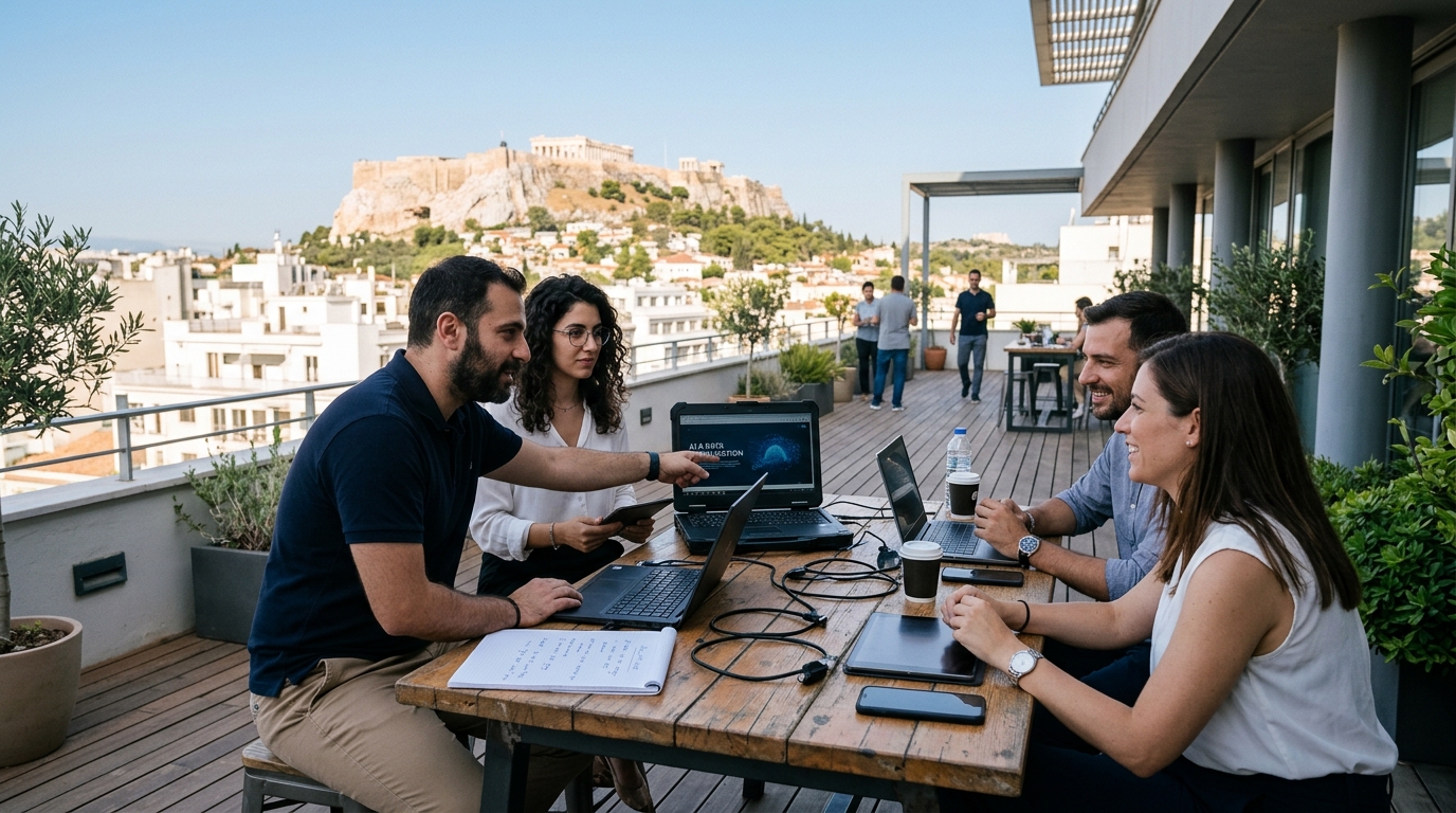 Students attending an Artificial Intelligence course in Greece.