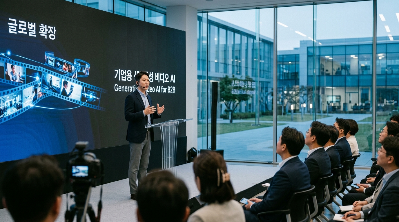 Digital visualization of ByteDance's Video AI technology for the South Korean market.