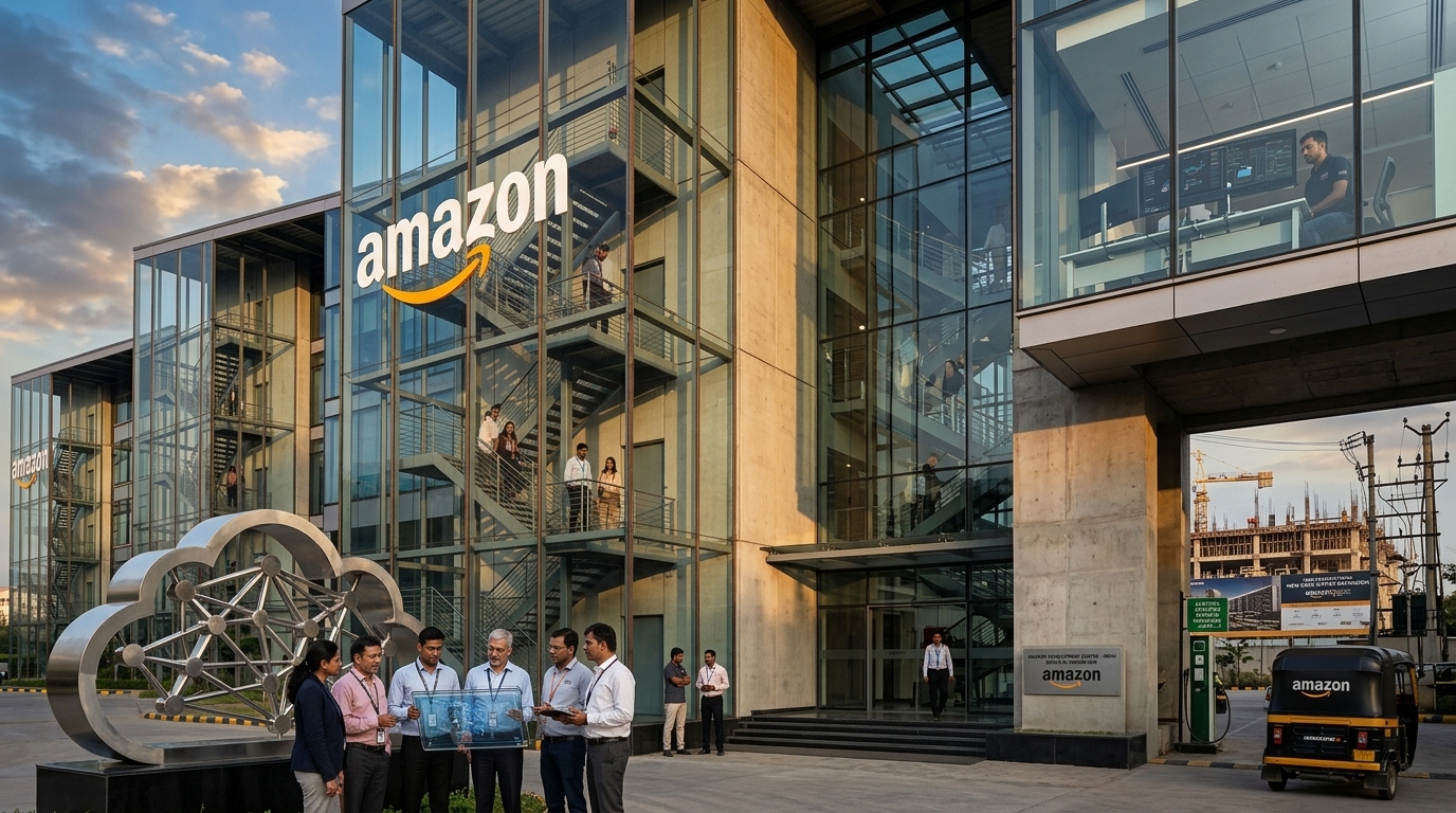 Amazon AWS data center in India supporting AI infrastructure.