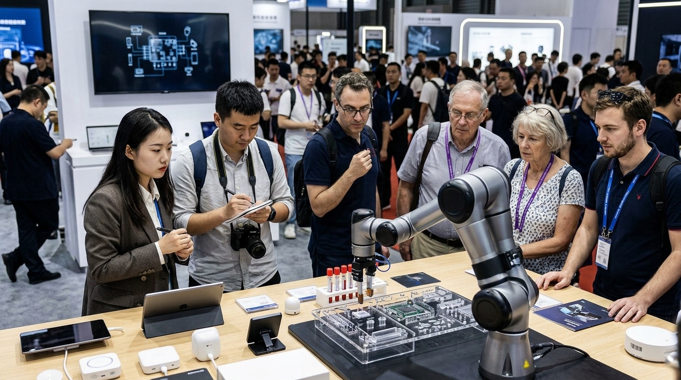 Humanoid robots on display at the 2026 World Robot Conference in Beijing, China.