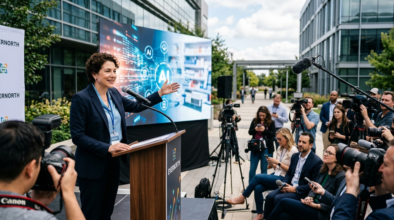 Digital representation of Evernorth using AI for specialty pharmacy and healthcare automation.