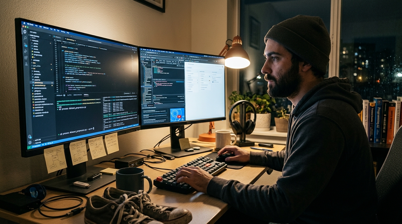 Software developer analyzing code using the MiniMax M3 model