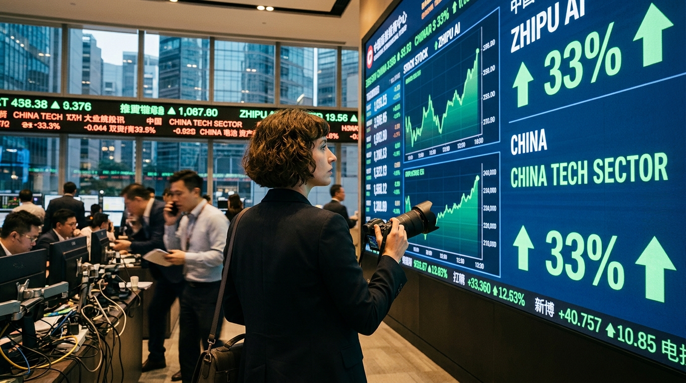 Zhipu AI stock growth chart representing the Chinese AI market surge.