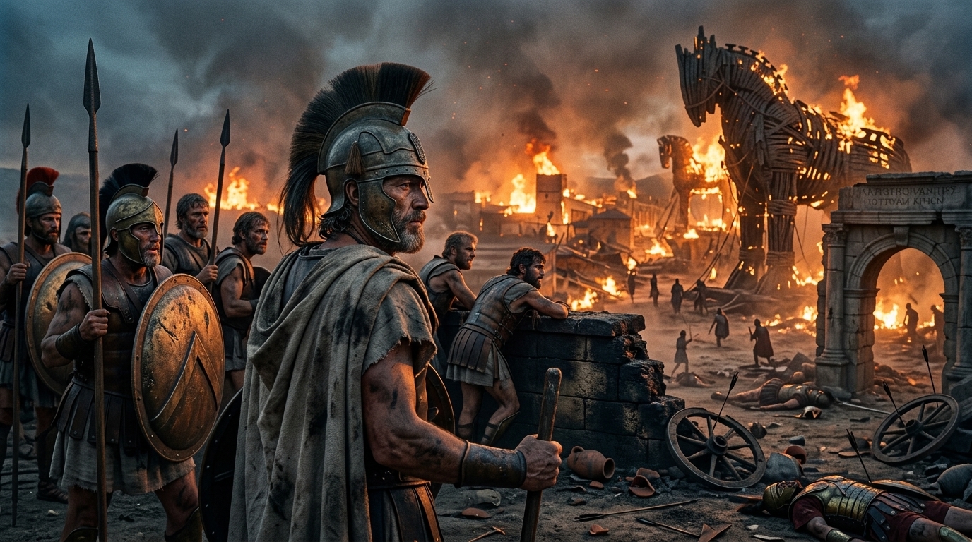 A cinematic scene from the AI-generated film Odysseus: The Fall by Fountain 0.