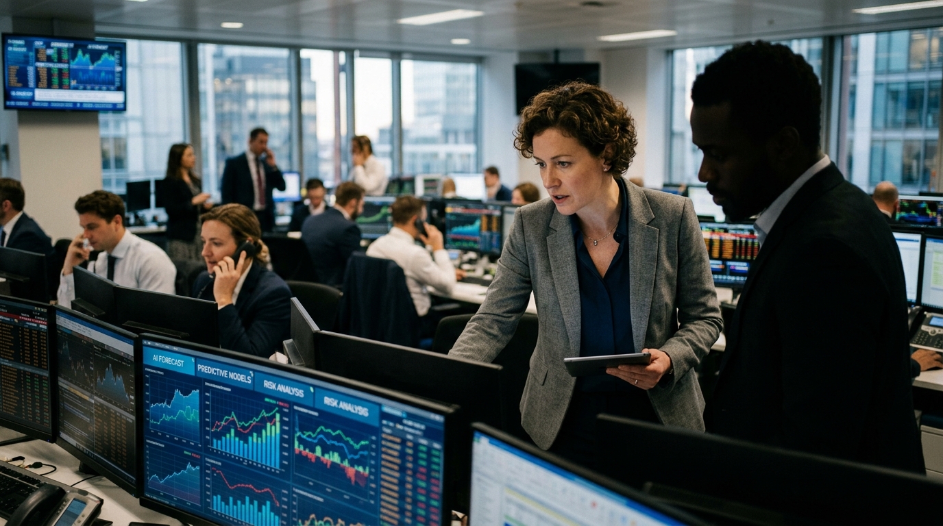 Digital representation of AI costing and predictive strategy in financial management.