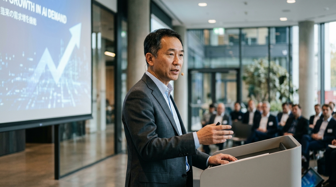 Kioxia logo with semiconductor background representing AI chip growth.