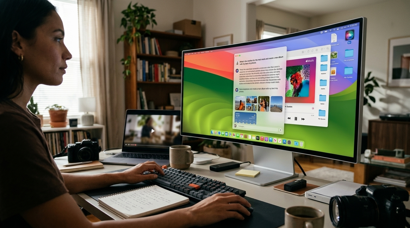 The new Siri AI interface on Apple's macOS 27 Golden Gate operating system.