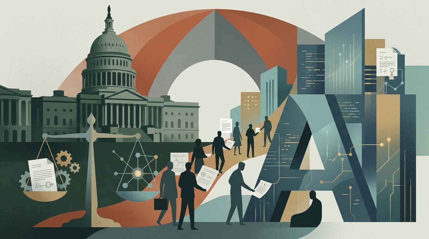 Digital representation of AI-driven tax audits and algorithmic justice in governance.