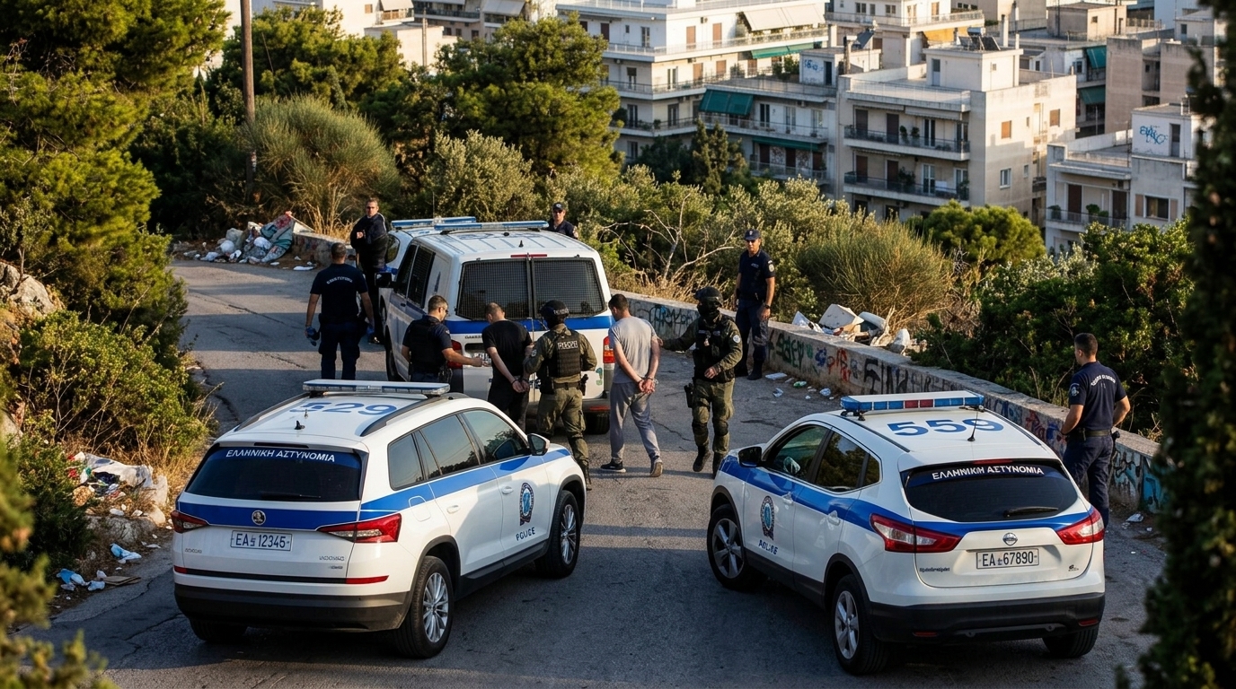 Αστυνομική επιχείρηση στον Λόφο Στρέφη για την καταπολέμηση των ναρκωτικών στα Εξάρχεια.
