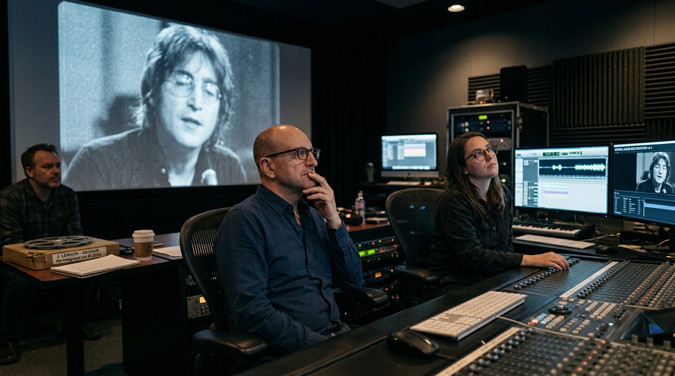 Digital reconstruction of John Lennon using AI for Steven Soderbergh's new documentary film.