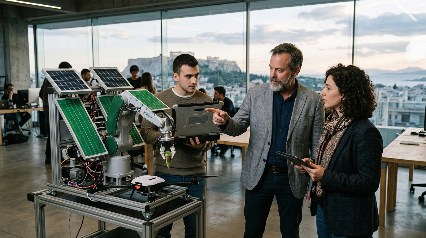 KIEFER robotic systems and AI technology at a green energy facility in Greece.