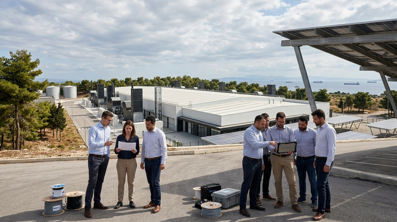 Σύγχρονο data center στην Ανατολική Αττική που συμβολίζει την τεχνολογική ανάπτυξη.