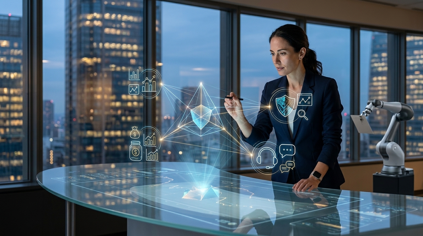 Digital representation of Agentic Banking and autonomous AI in the financial services sector.