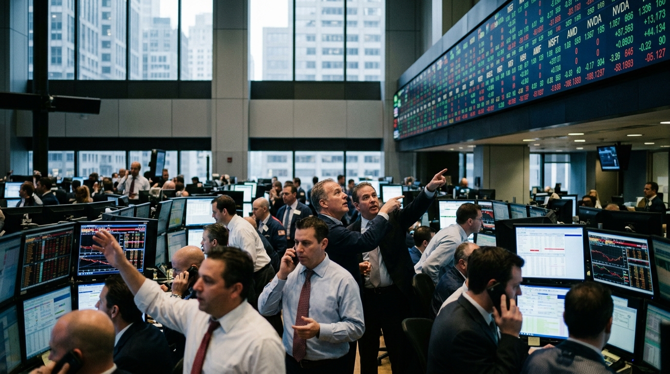 High-speed networking infrastructure connecting AI chips in a data center.