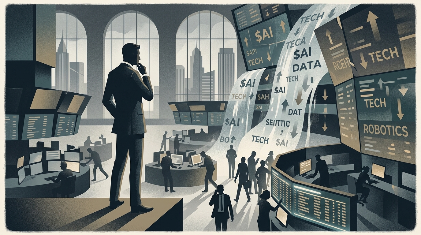 Portrait of Steve Eisman with stock market background for AI stocks analysis.