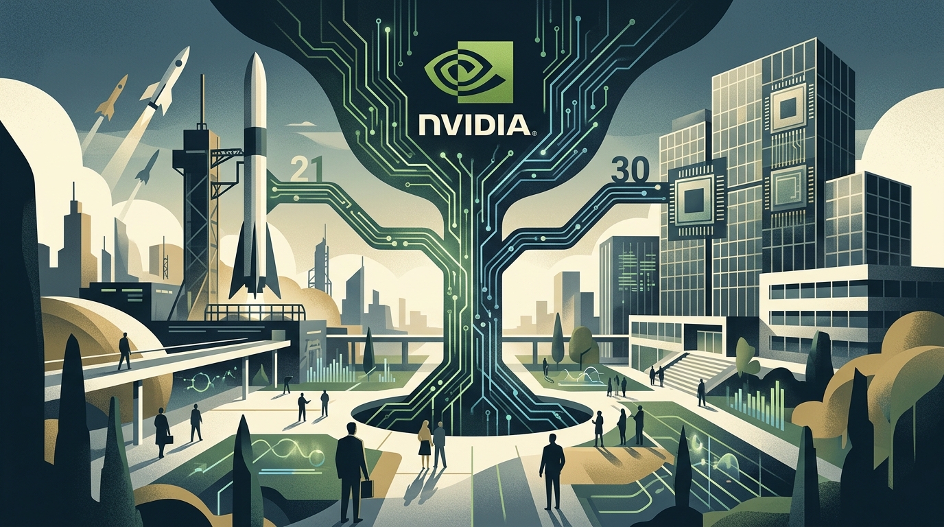 Nvidia logo alongside SpaceX and Intel logos representing strategic multi-billion dollar investment holdings.