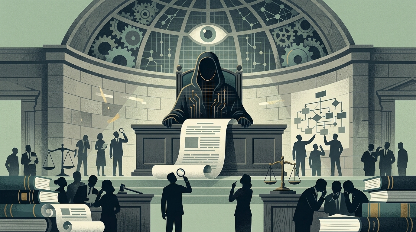 Digital representation of a parliament building highlighting AI transparency in governance.