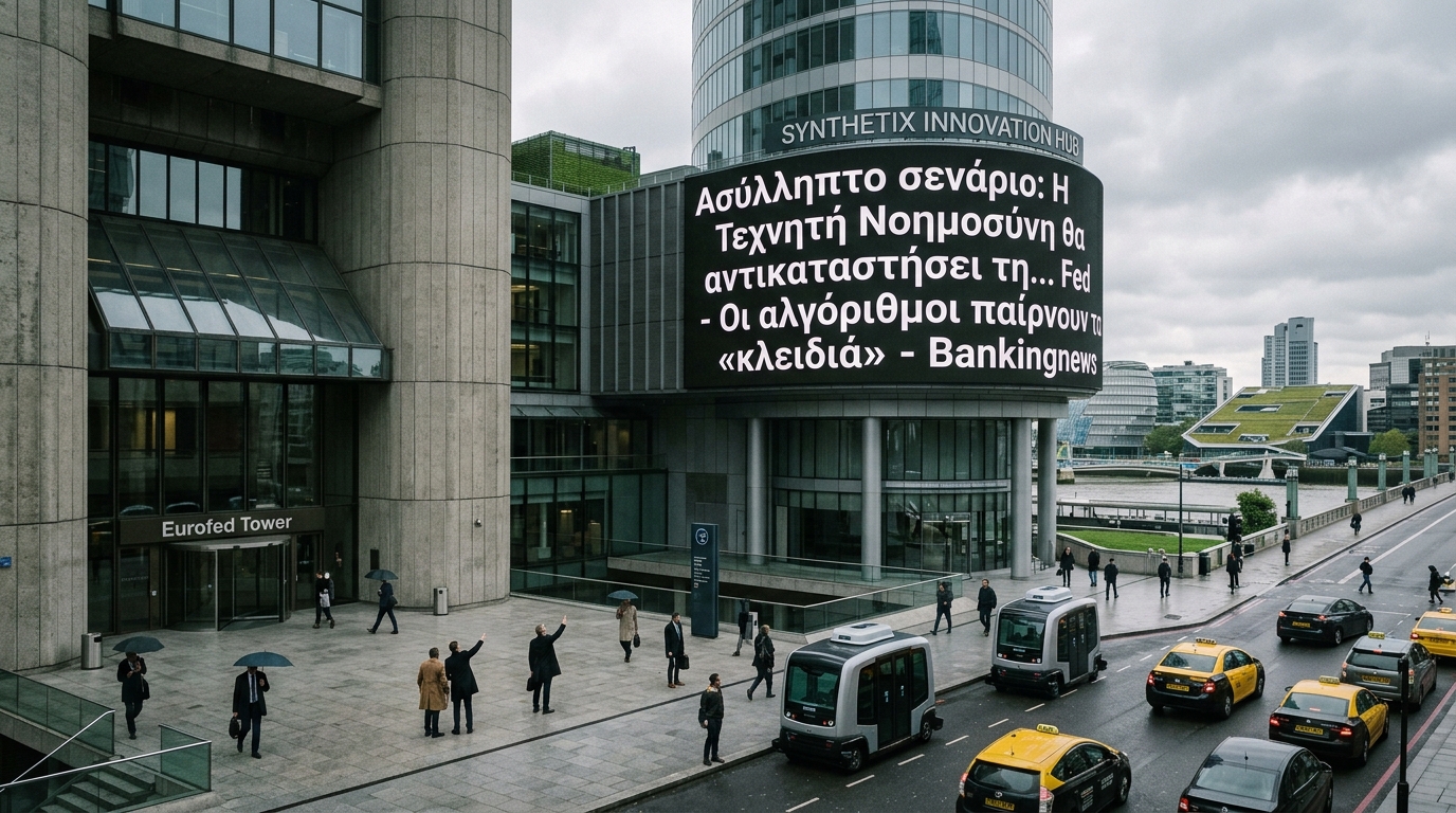 Ψηφιακή απεικόνιση της Fed με γραφικά τεχνητής νοημοσύνης και αλγορίθμων.