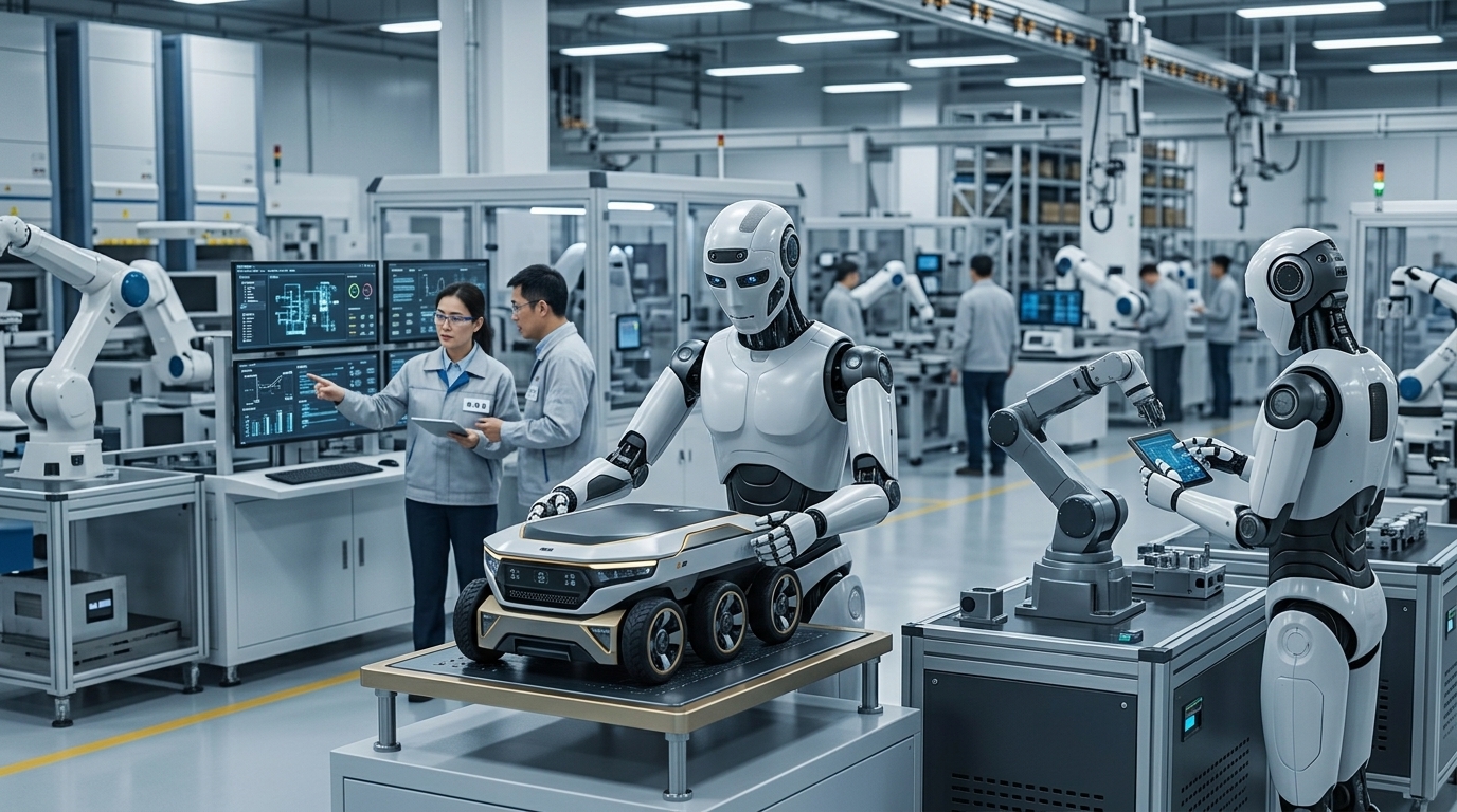 Ανθρωποειδές ρομπότ της Unitree Robotics σε εργαστήριο στην Κίνα.