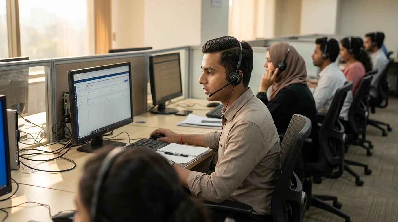 Call center employees in the Philippines using AI tools for customer service and support.