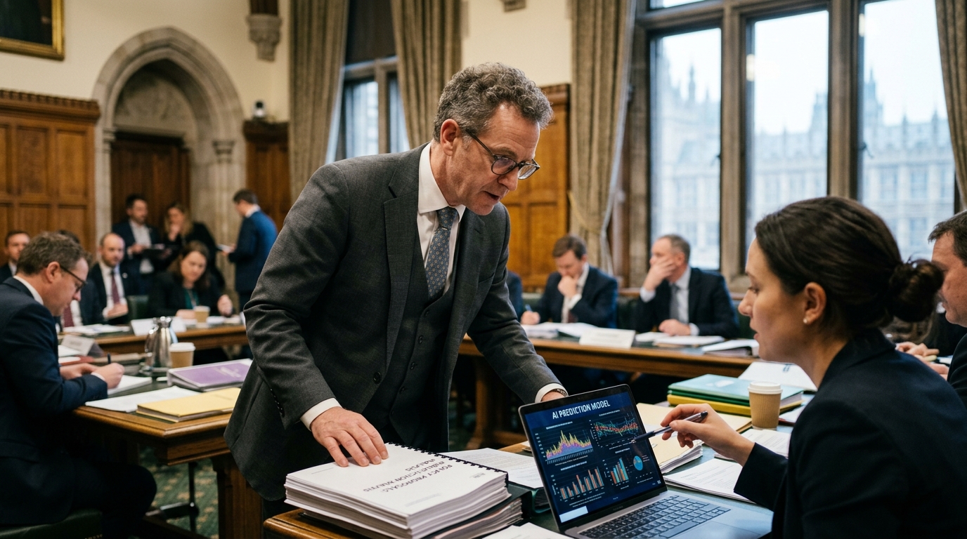 Digital representation of AI algorithms in government policy decision-making.