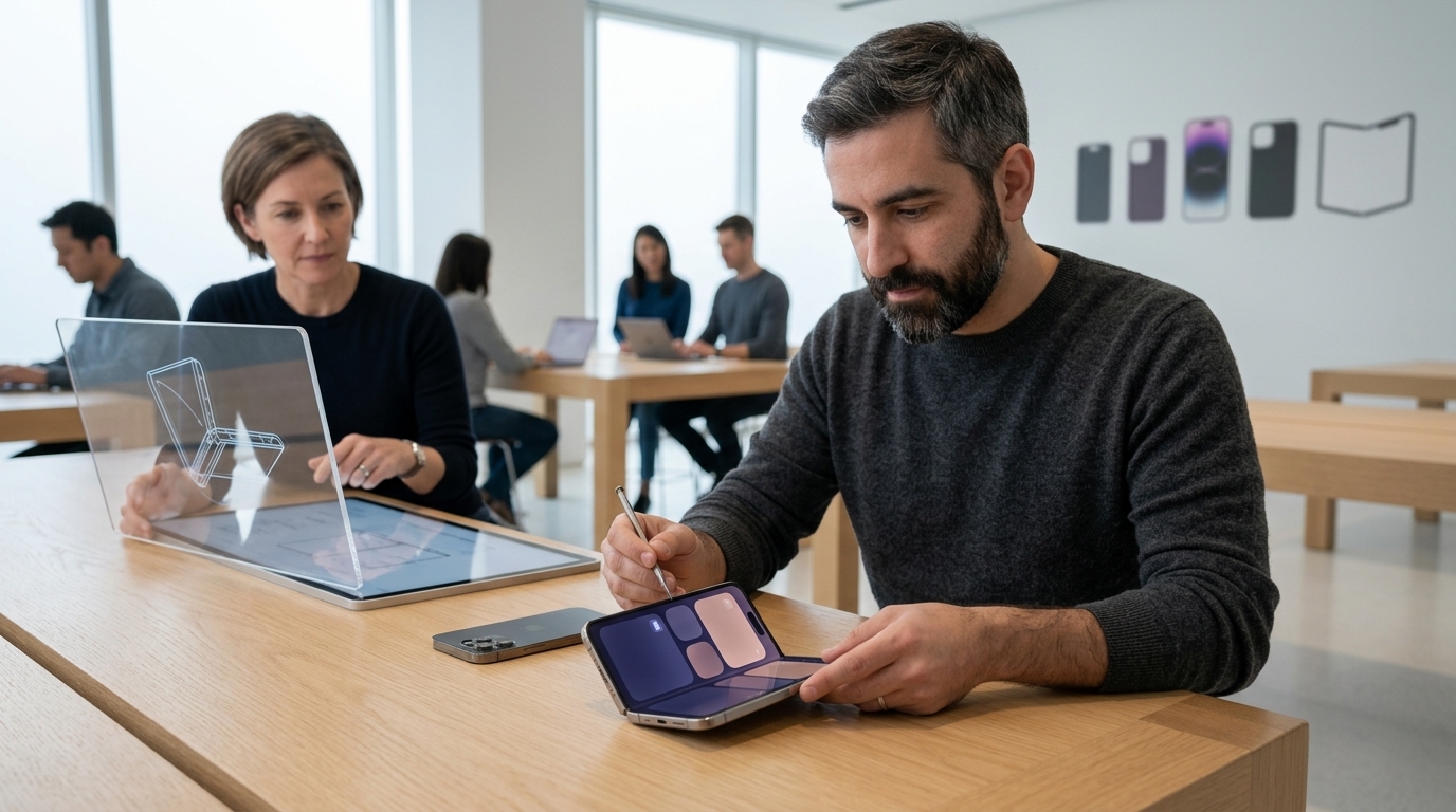 Digital concept of the future foldable iPhone from Apple.