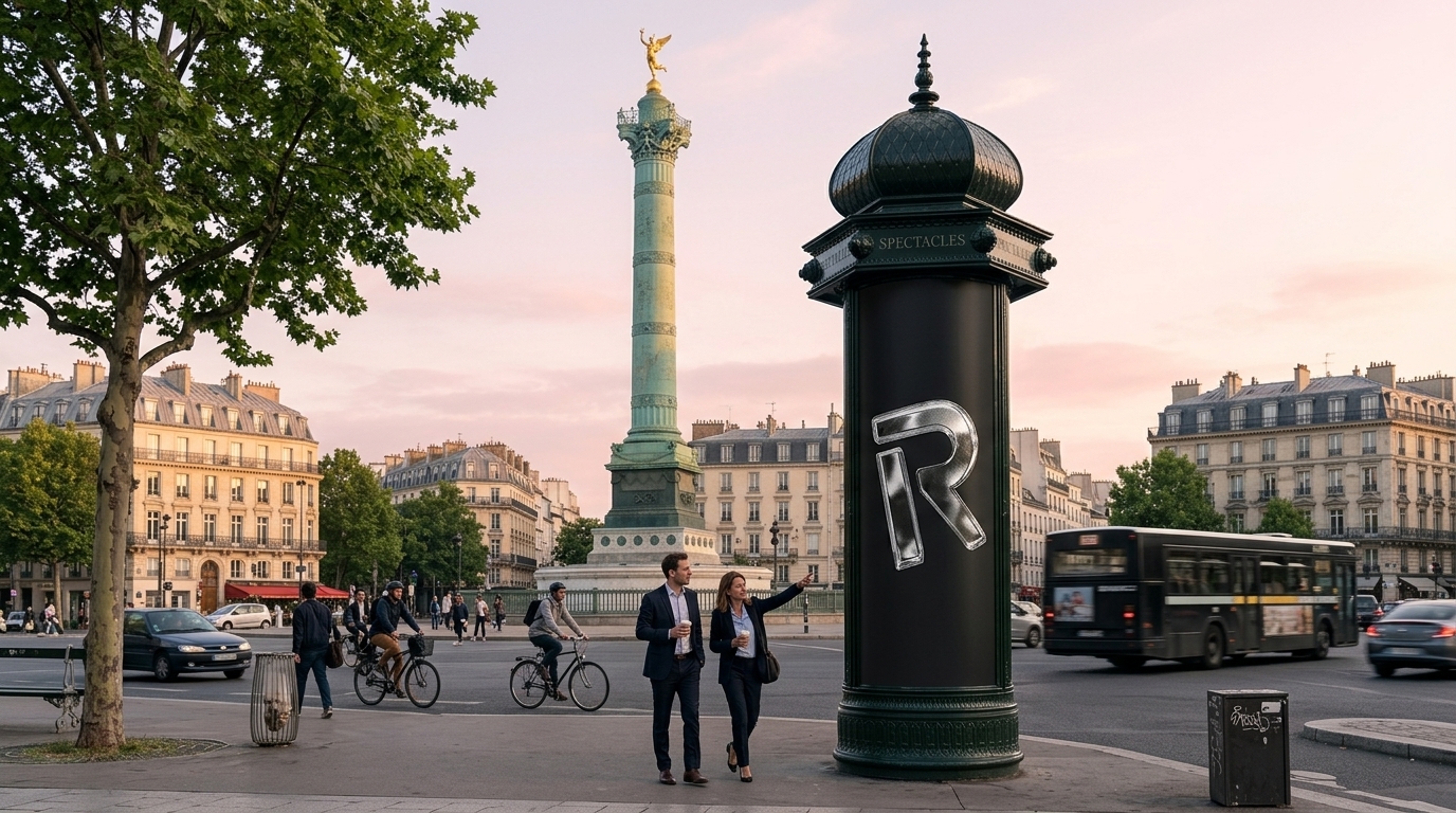 Revolut logo on a modern office building in Paris, representing its new French banking license.