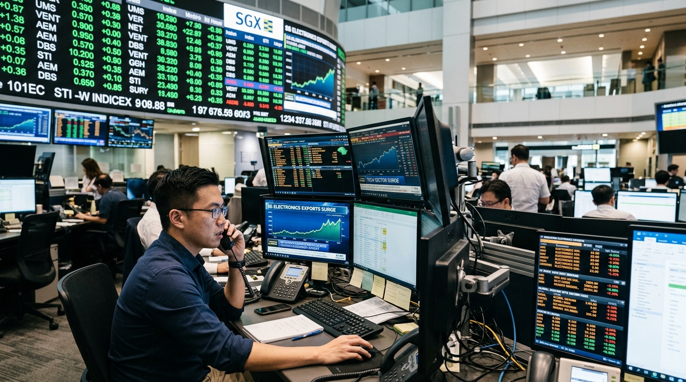 Singapore electronics export charts showing growth from AI infrastructure.