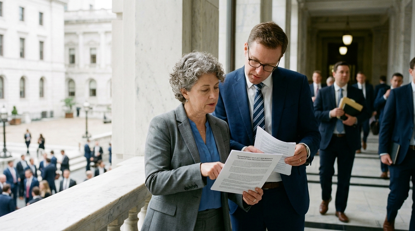 Digital representation of AI policy and the Transparency Coalition mandate.