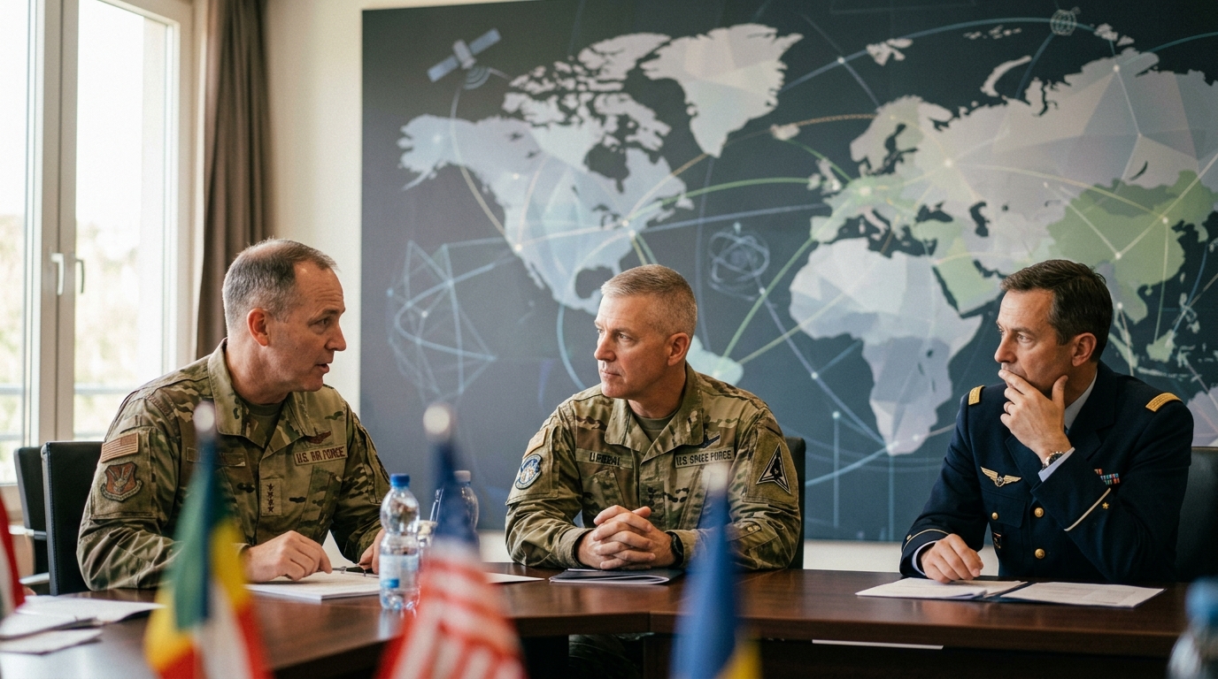 Satellites and Space Force AI technology for US national defense.