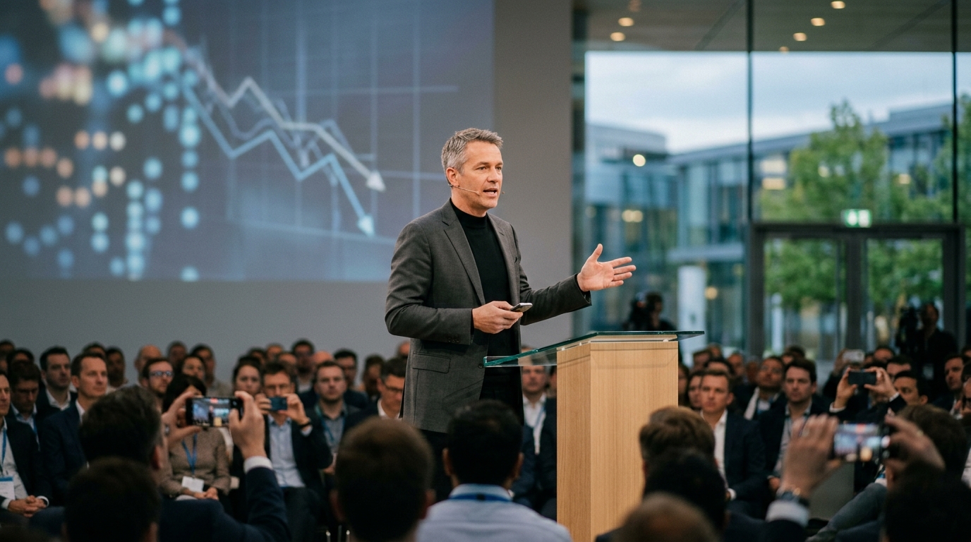 Το λογότυπο της Apple μπροστά από διαγράμματα μετοχών και AI chips.