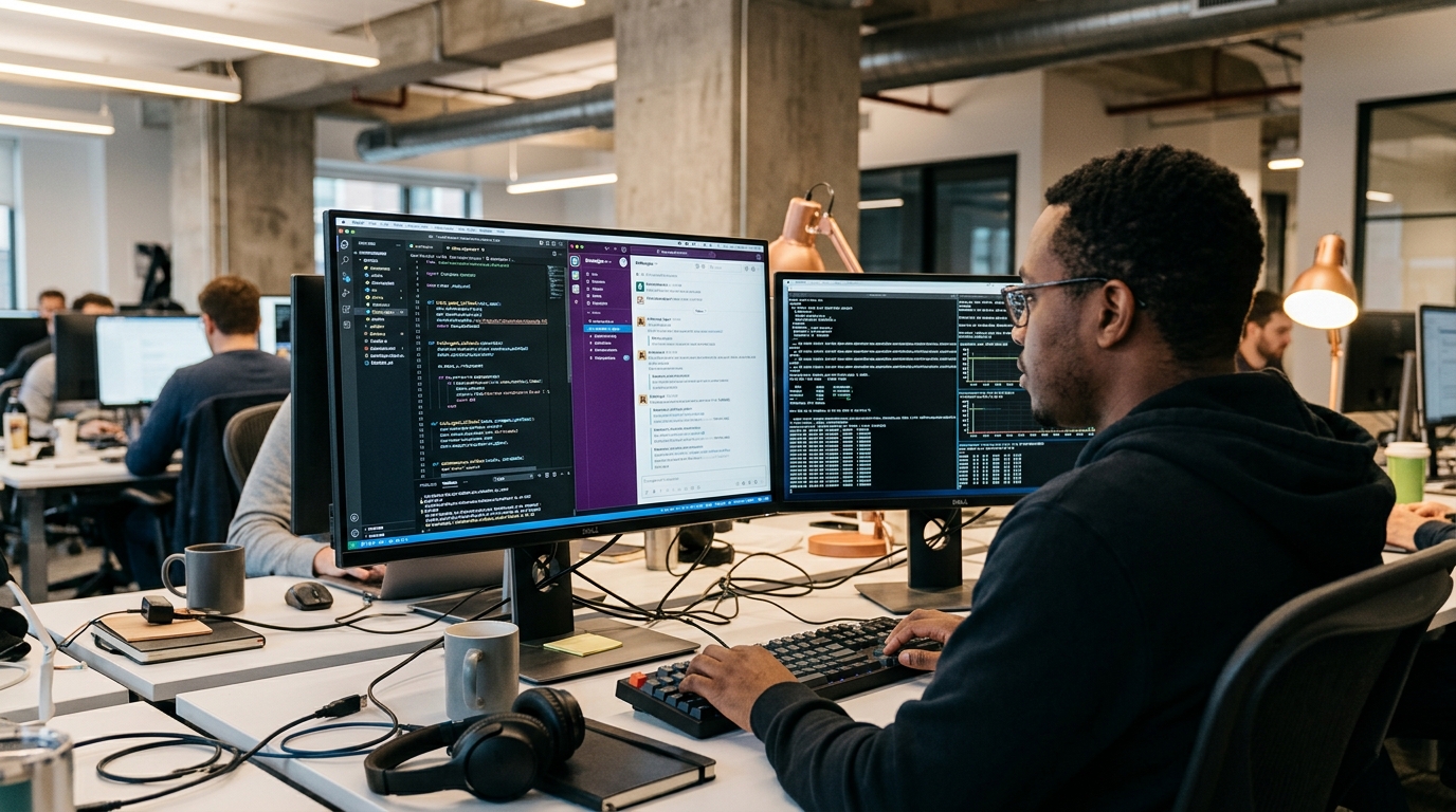 Slack interface featuring Anthropic AI agents for autonomous workplace productivity and task automation.