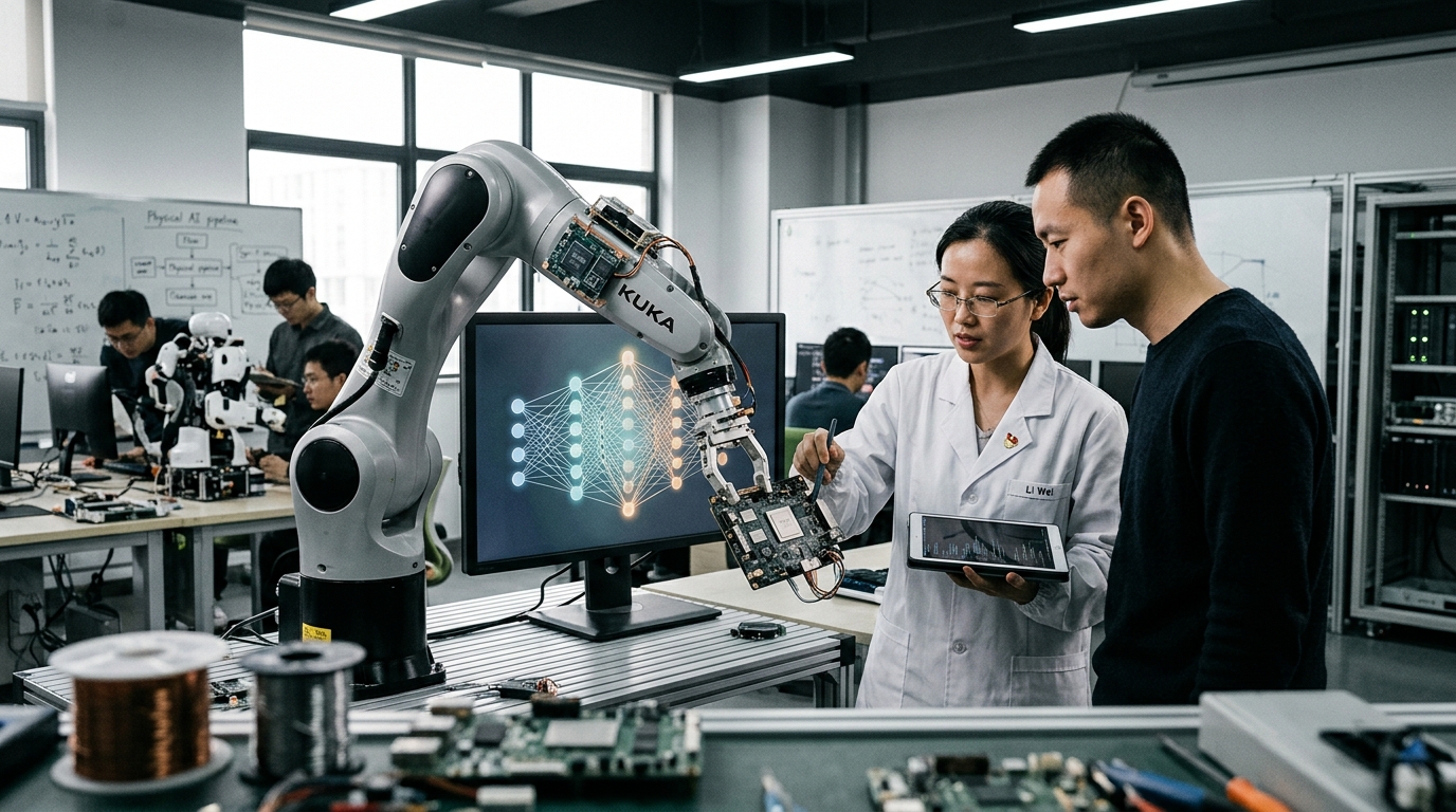 Advanced Alibaba robot integrating Physical AI models for real-world tasks.