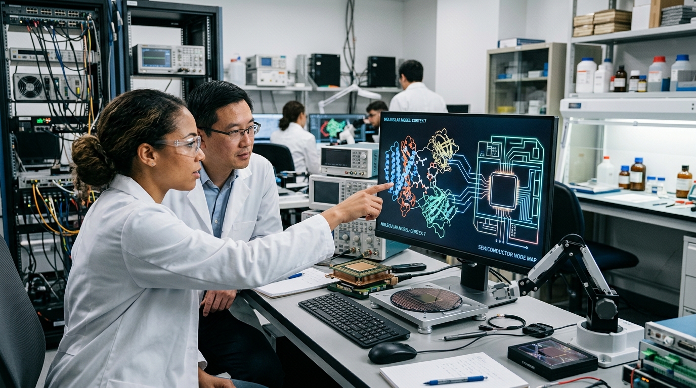 Google Quantum AI processor for drug discovery and semiconductor research.