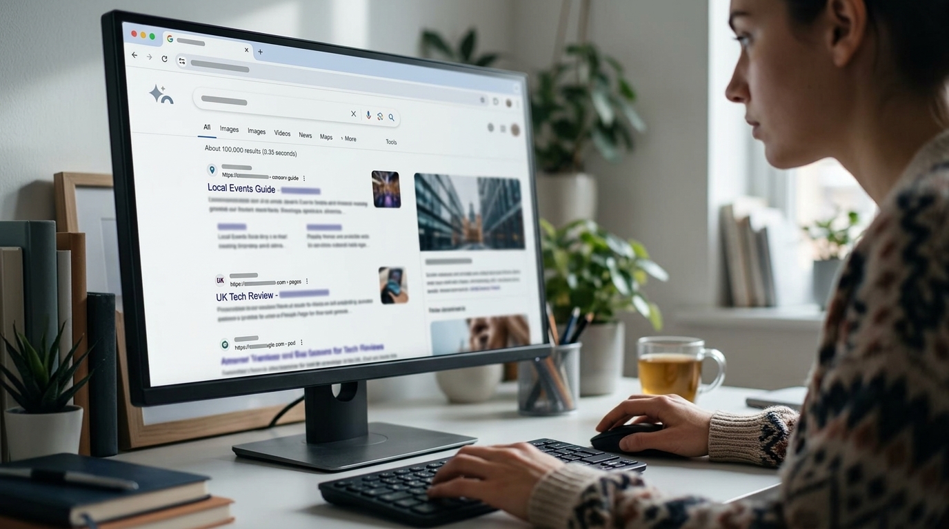 Google Chrome browser with Gemini AI features enabled for UK users.