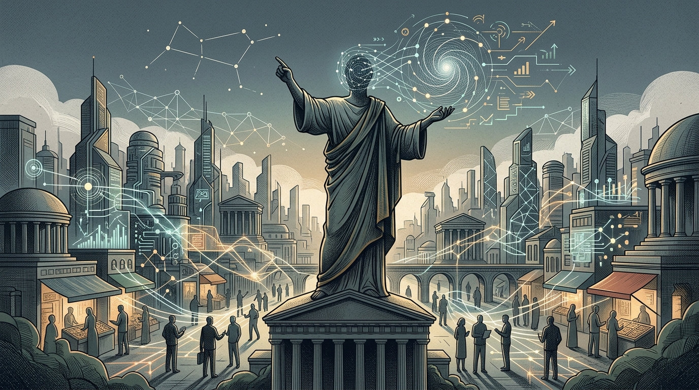 Portrait of Michael Dertouzos, the MIT scientist who envisioned the global information marketplace.
