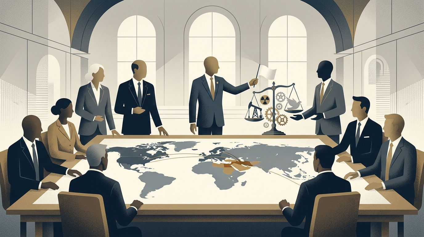 Diplomatic talks in Switzerland regarding the Trump-Iran Accord and Middle East peace.