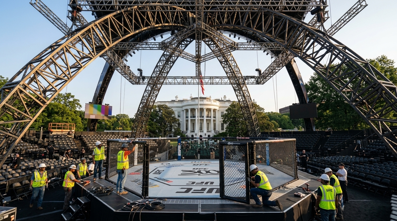 Η τεχνολογική κατασκευή 'The Claw' του UFC στον Λευκό Οίκο για μια ιστορική αθλητική διοργάνωση.