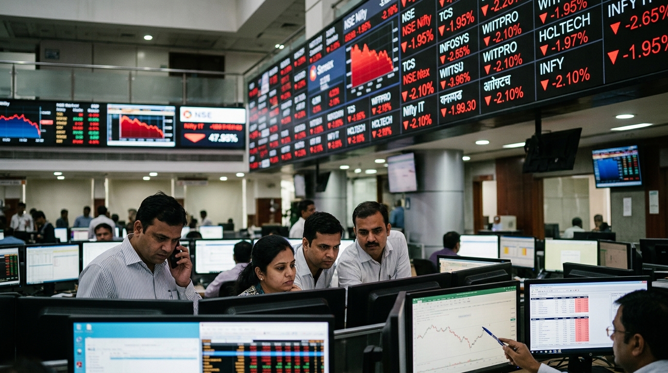 Nifty 50 stock market chart showing Indian tech decline