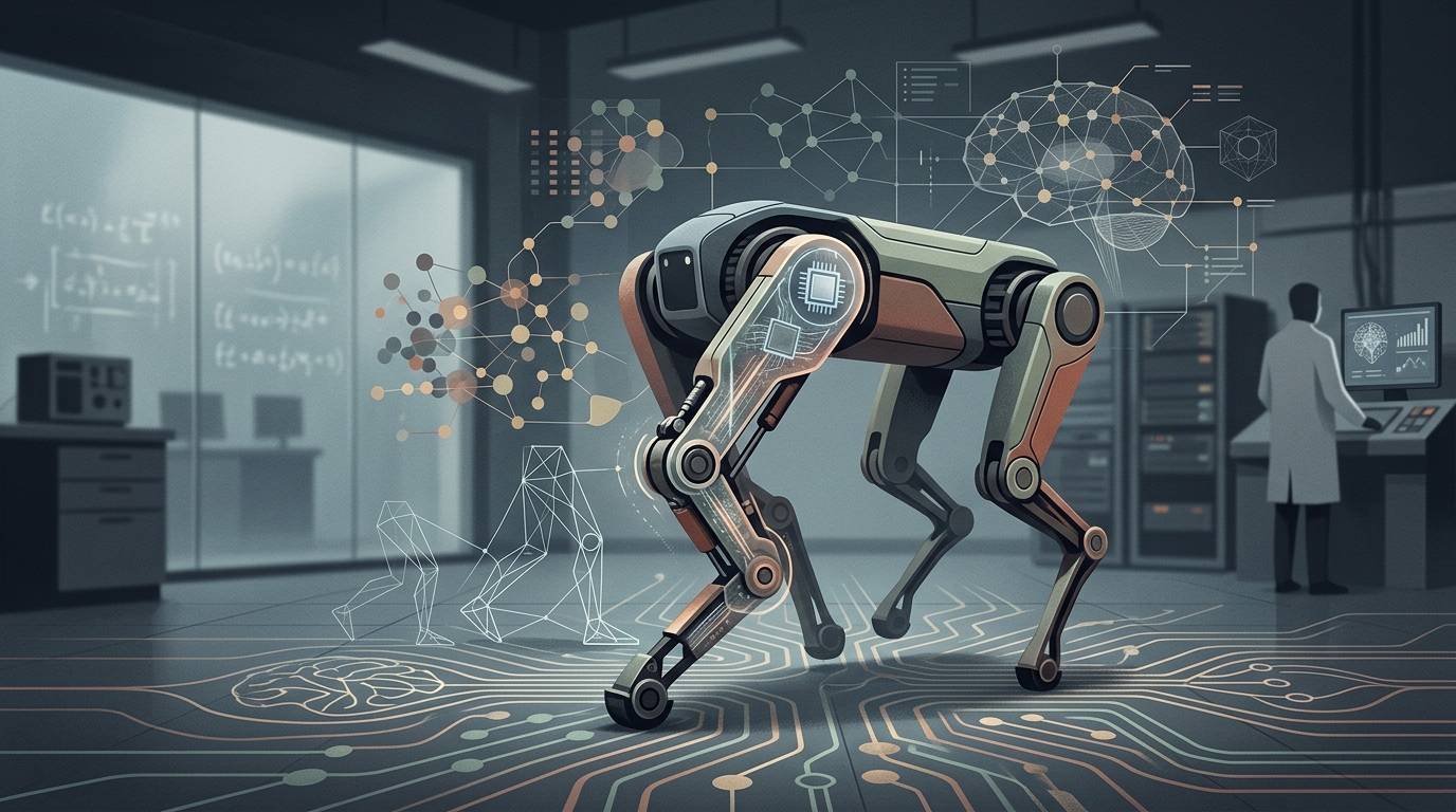 Legged robot using Harvard's new AI control system for natural movement and adaptability in complex environments.