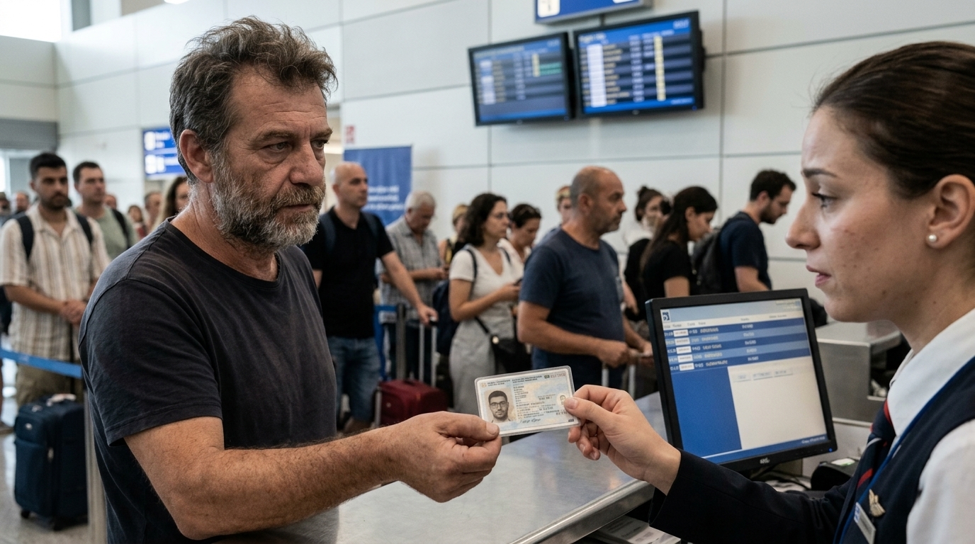 New Greek biometric ID card next to the old blue ID document.
