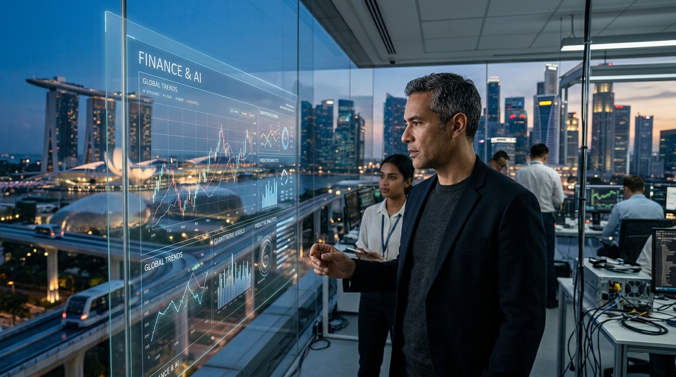 Digital visualization of AI Finance and global economic data analysis.