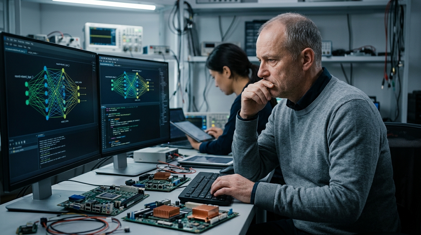Developer reviewing AI coding suggestions on a screen showing security vulnerabilities.