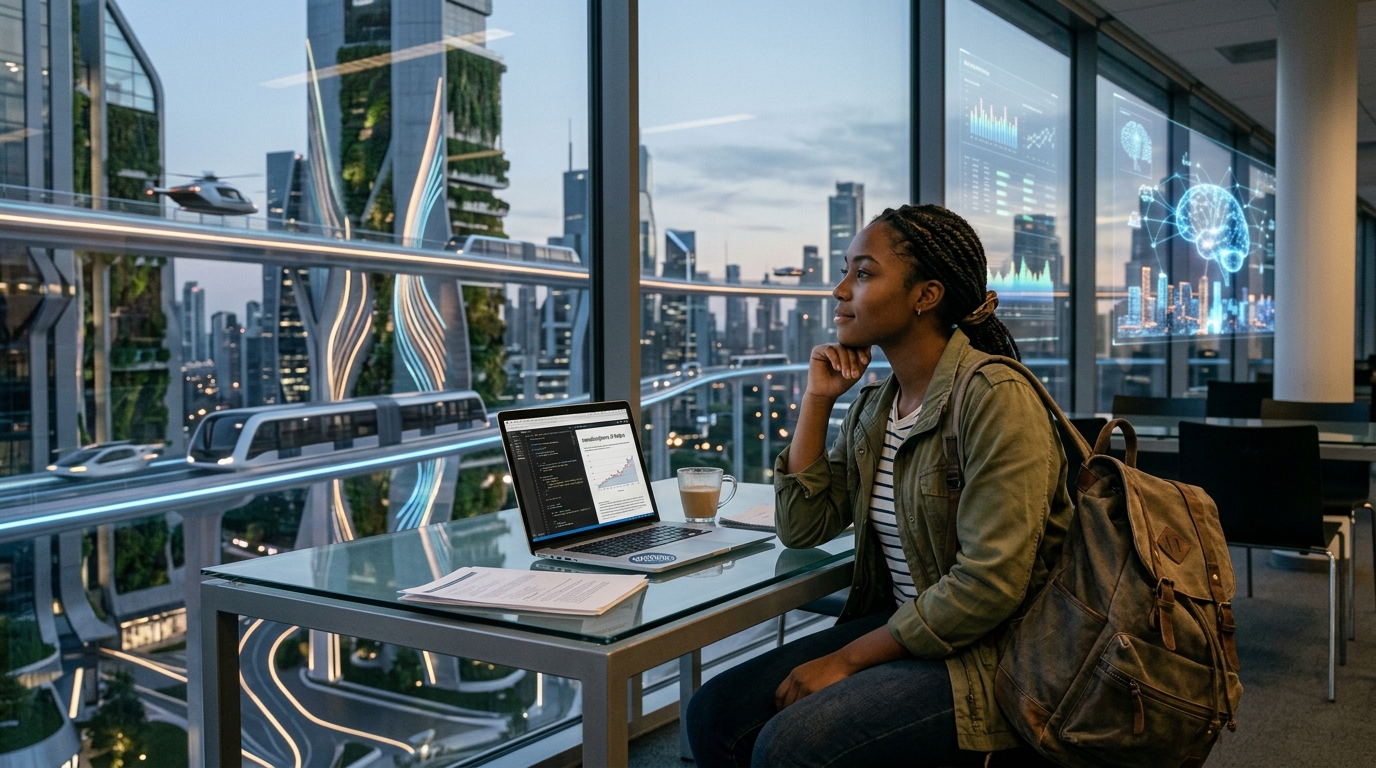 Student analyzing career paths in the era of artificial intelligence.