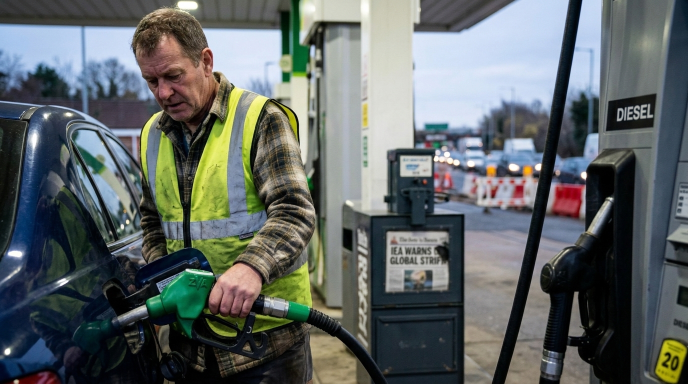 Oil refinery representing global fuel markets under geopolitical pressure and supply threats.