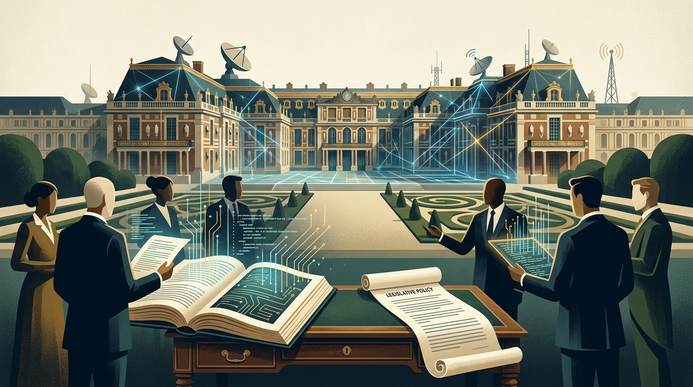 Emmanuel Macron at the Choose France summit discussing AI strategy.